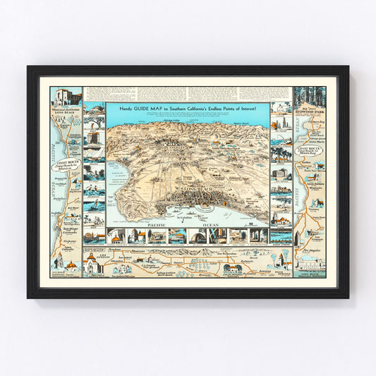 Vintage Map of Long Beach, California 1936