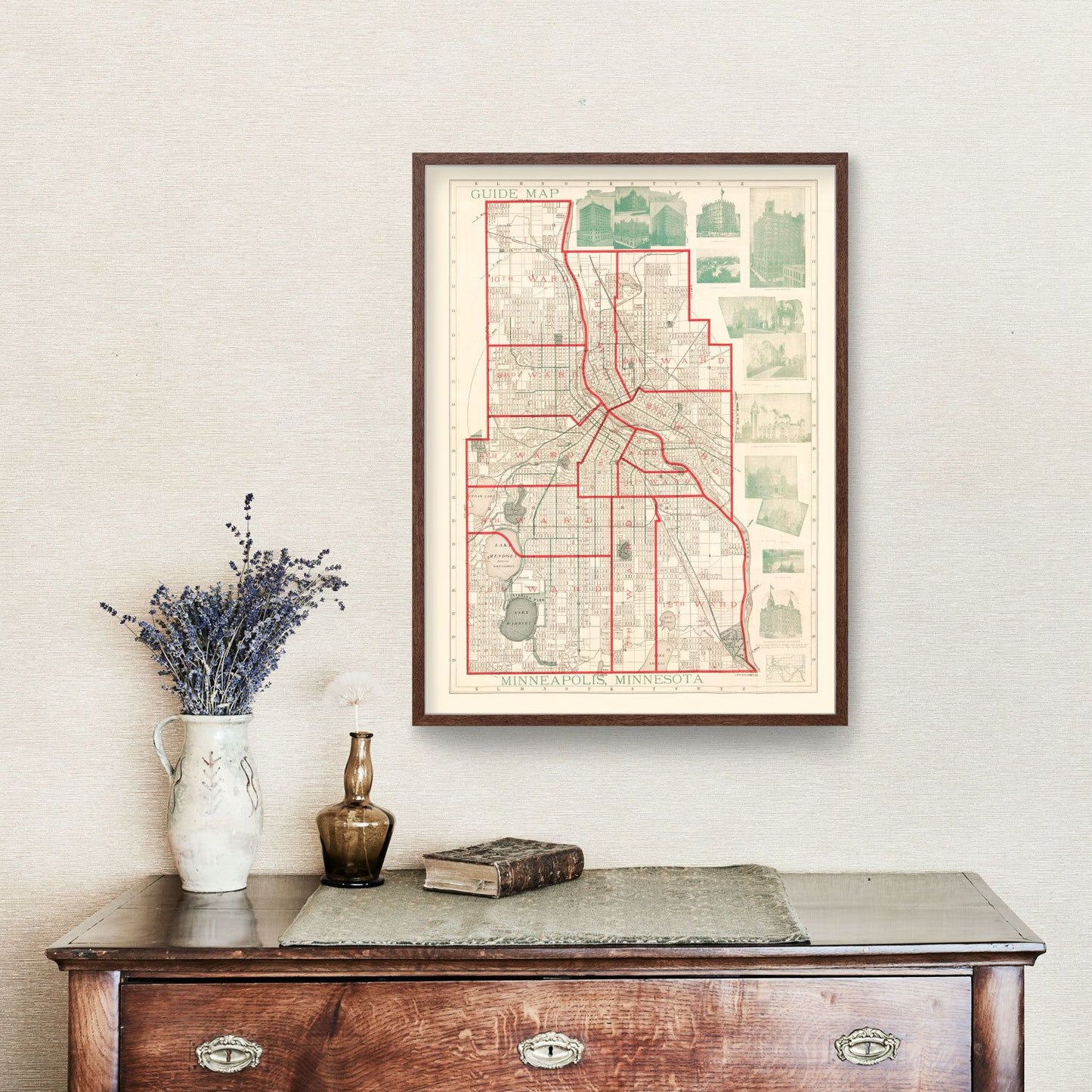 Vintage Map of Minneapolis, Minnesota 1891