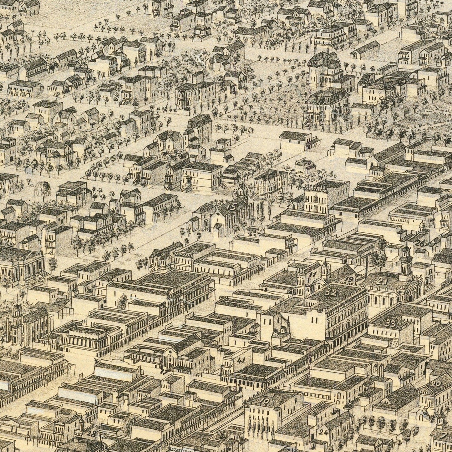 Vintage Map of Sacramento, California 1870