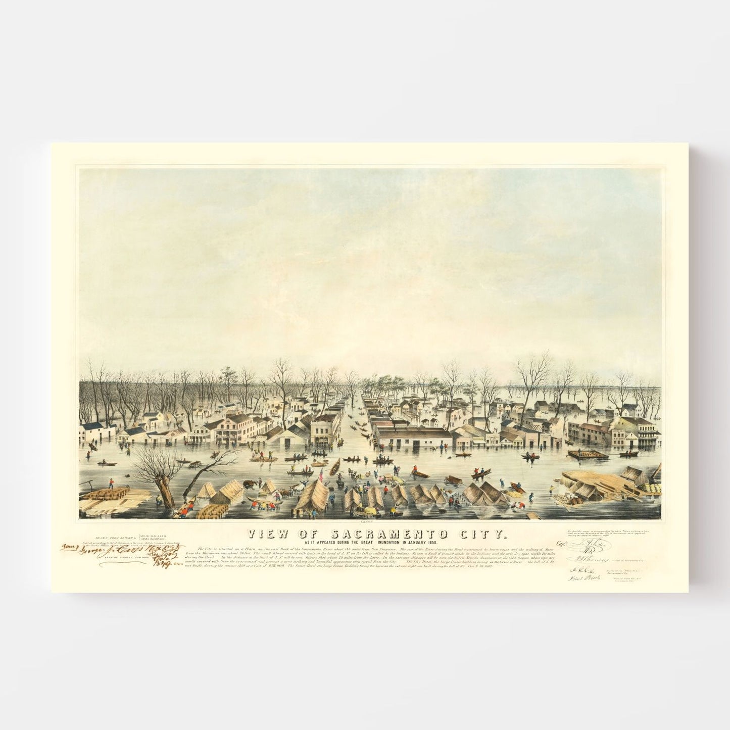 Vintage Map of Sacramento, California 1850