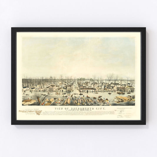 Vintage Map of Sacramento, California 1850