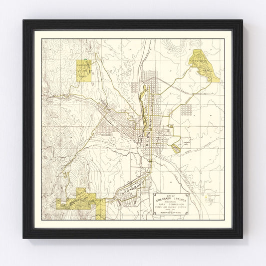 Vintage Map of Colorado Springs, Colorado 1909