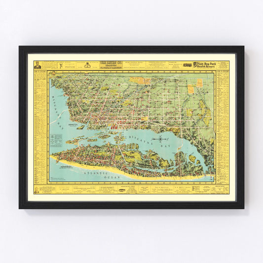 Vintage Map of Miami, Florida 1940