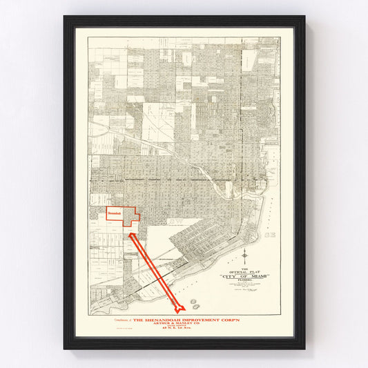 Vintage Map of Miami, Florida 1918