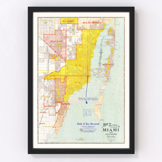Vintage Map of Miami, Florida 1926