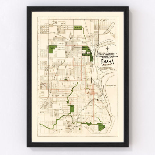 Vintage Map of Omaha, Nebraska 1898