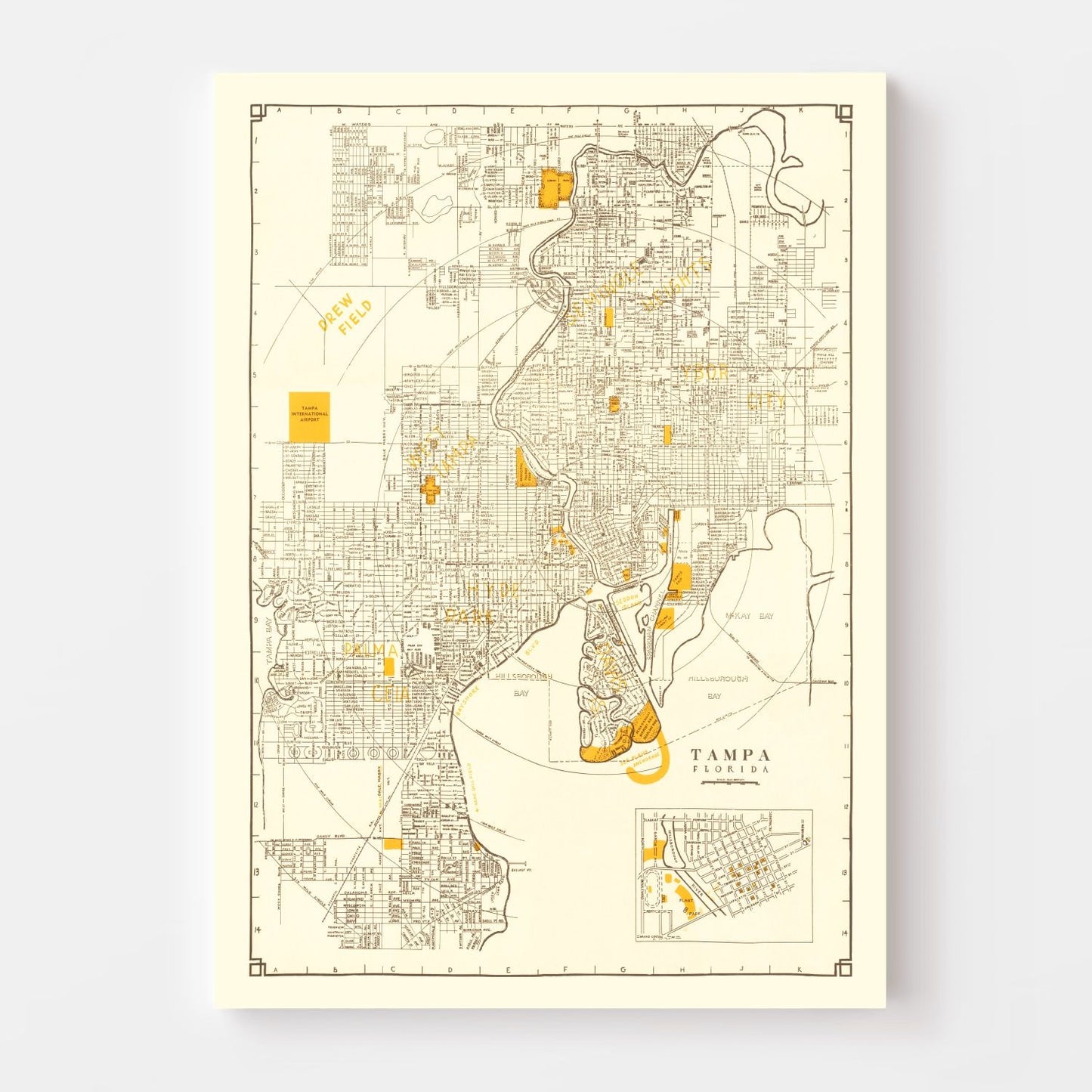 Vintage Map of Tampa, Florida 1947