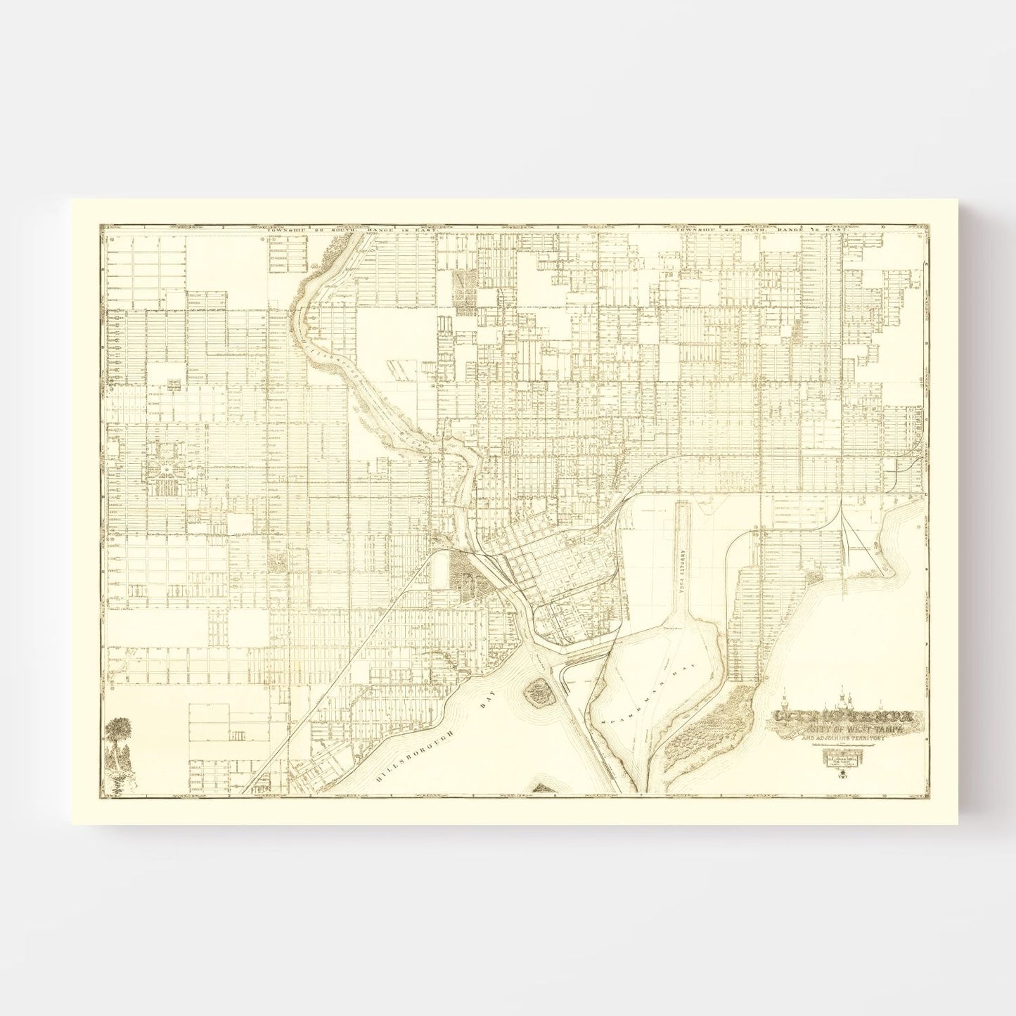 Vintage Map of Tampa, Florida 1913