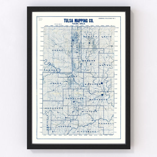 Vintage Map of Tulsa, Oklahoma 1913