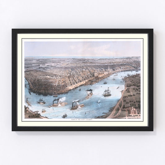 Vintage Map of New Orleans, Louisiana 1855