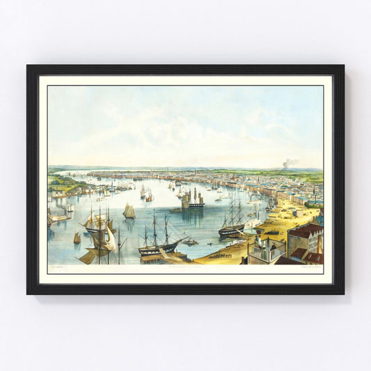 Vintage Map of New Orleans, Louisiana 1852
