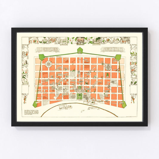 Vintage Map of New Orleans, Louisiana 1929