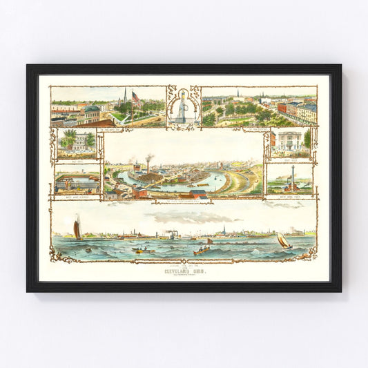 Vintage Map of Cleveland, Ohio 1873