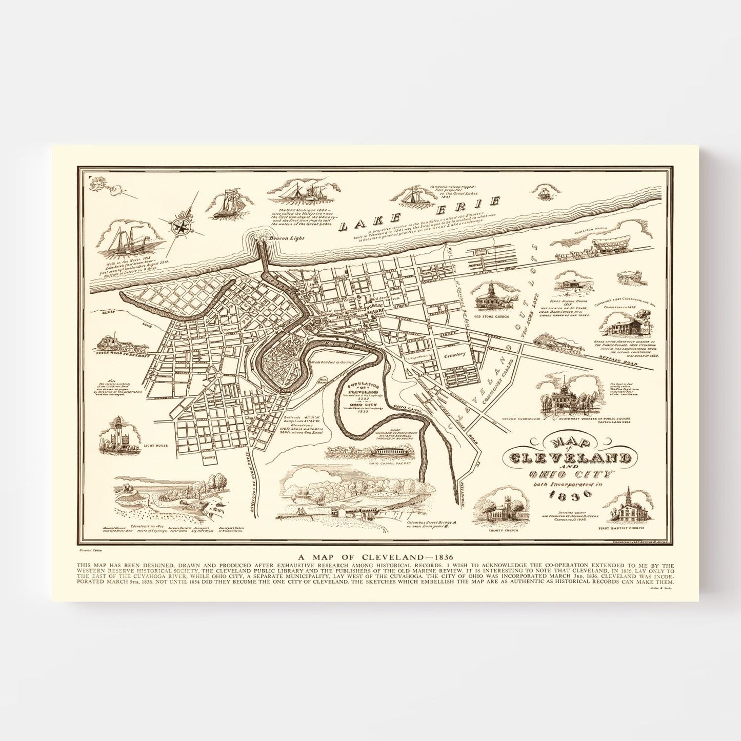 Vintage Map of Cleveland, Ohio 1937