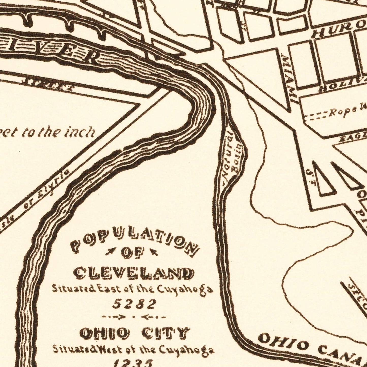 Vintage Map of Cleveland, Ohio 1937