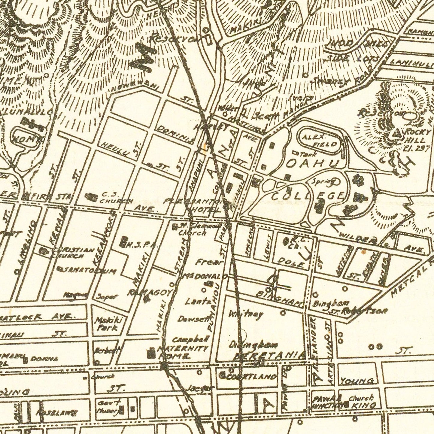 Vintage Map of Honolulu, Hawaii 1922