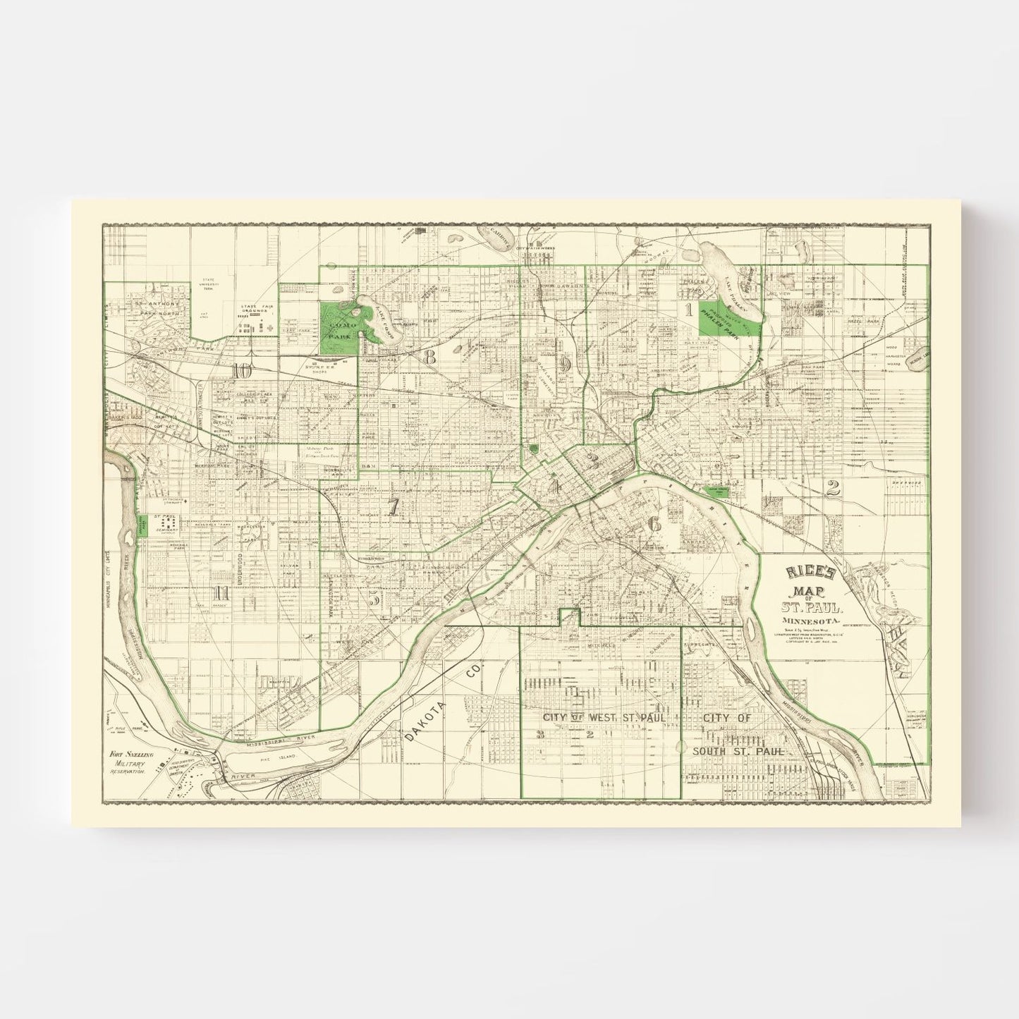 Vintage Map of St. Paul, Minnesota 1896