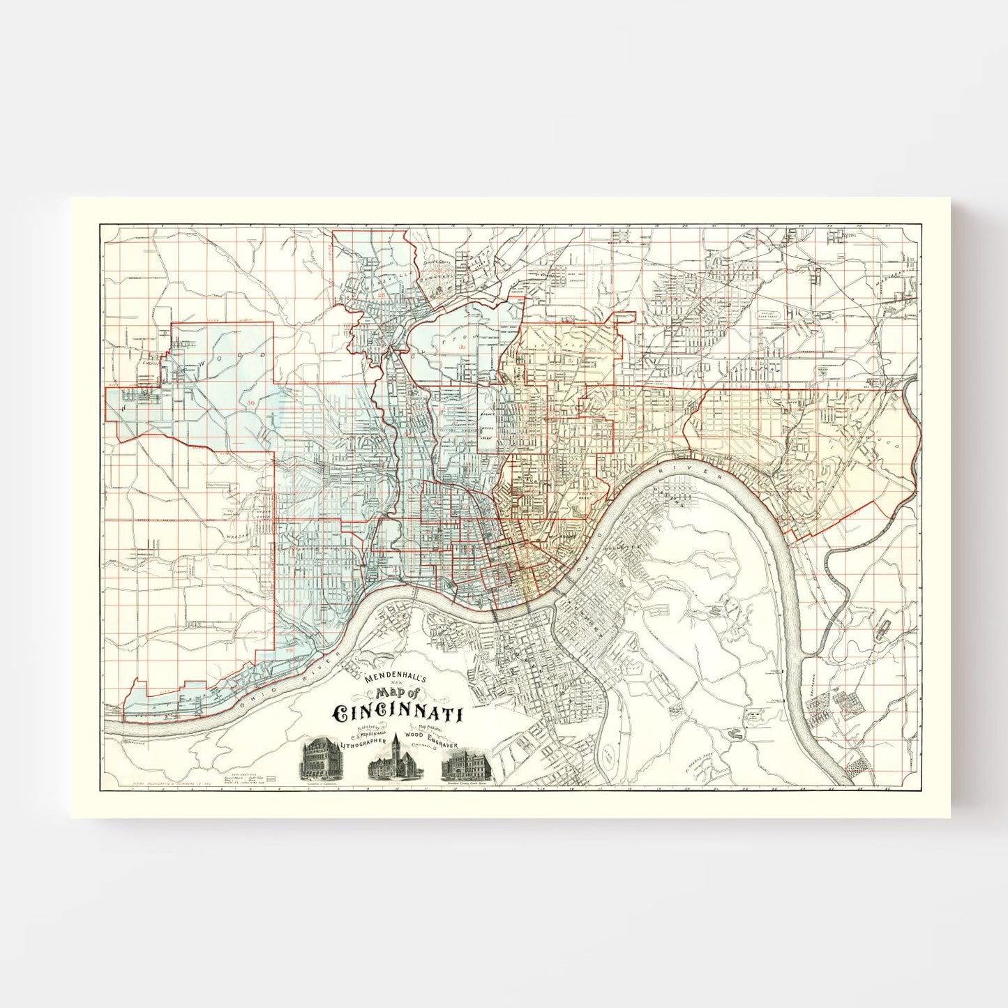 Vintage Map of Cincinnati, Ohio 1895