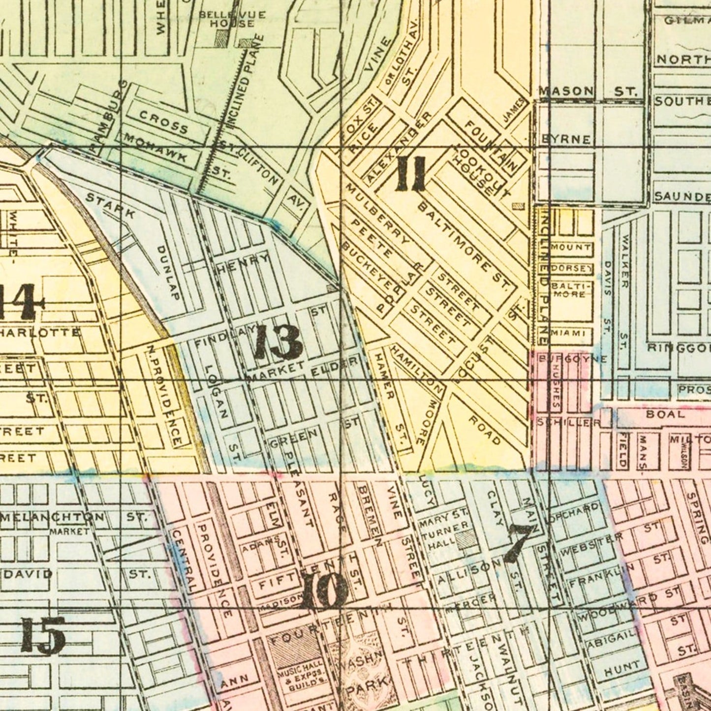 Vintage Map of Cincinnati, Ohio 1875