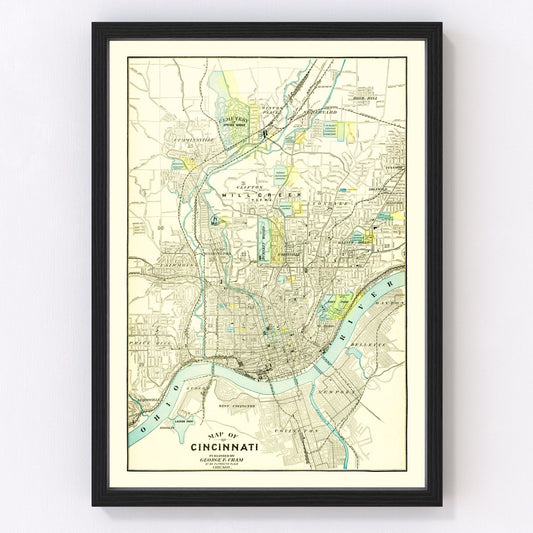 Vintage Map of Cincinnati, Ohio 1895