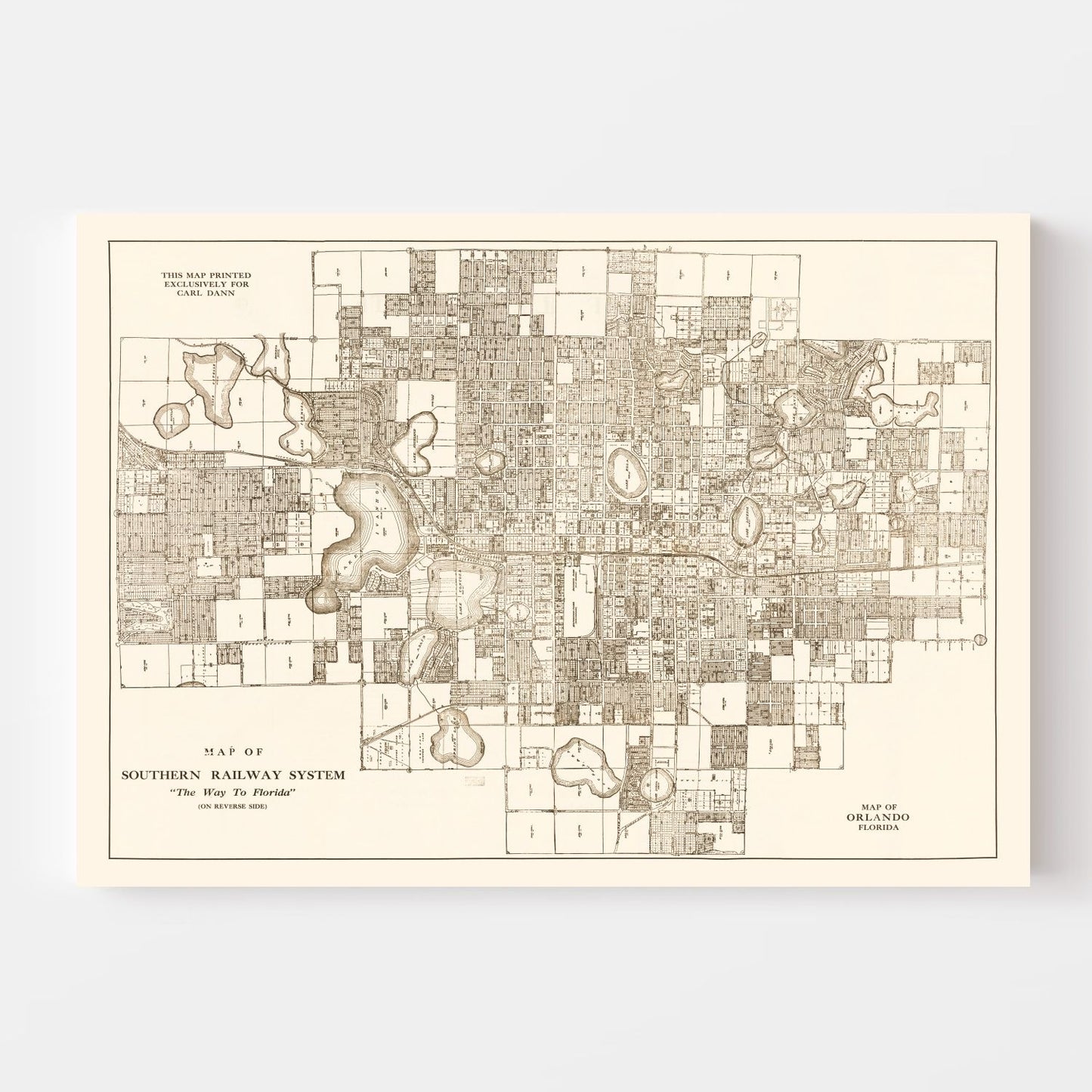 Vintage Map of Orlando, Florida 1923