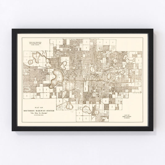 Vintage Map of Orlando, Florida 1923