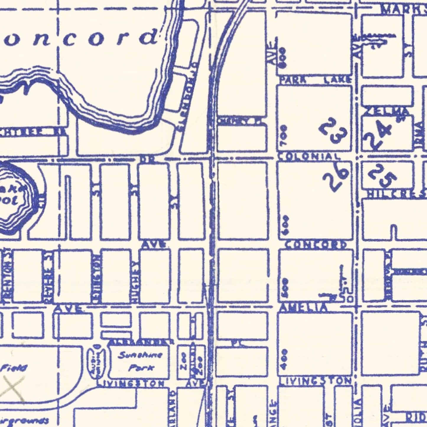 Vintage Map of Orlando, Florida 1936
