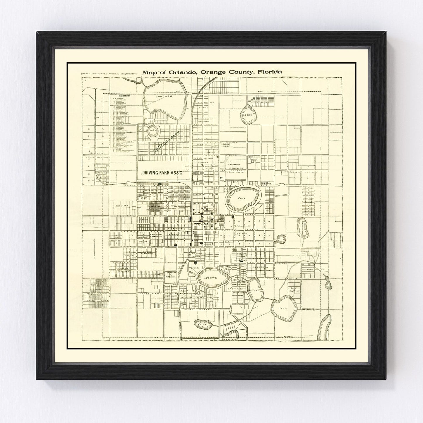 Vintage Map of Orlando, Florida 1910