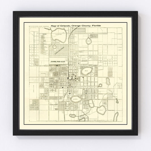 Vintage Map of Orlando, Florida 1910
