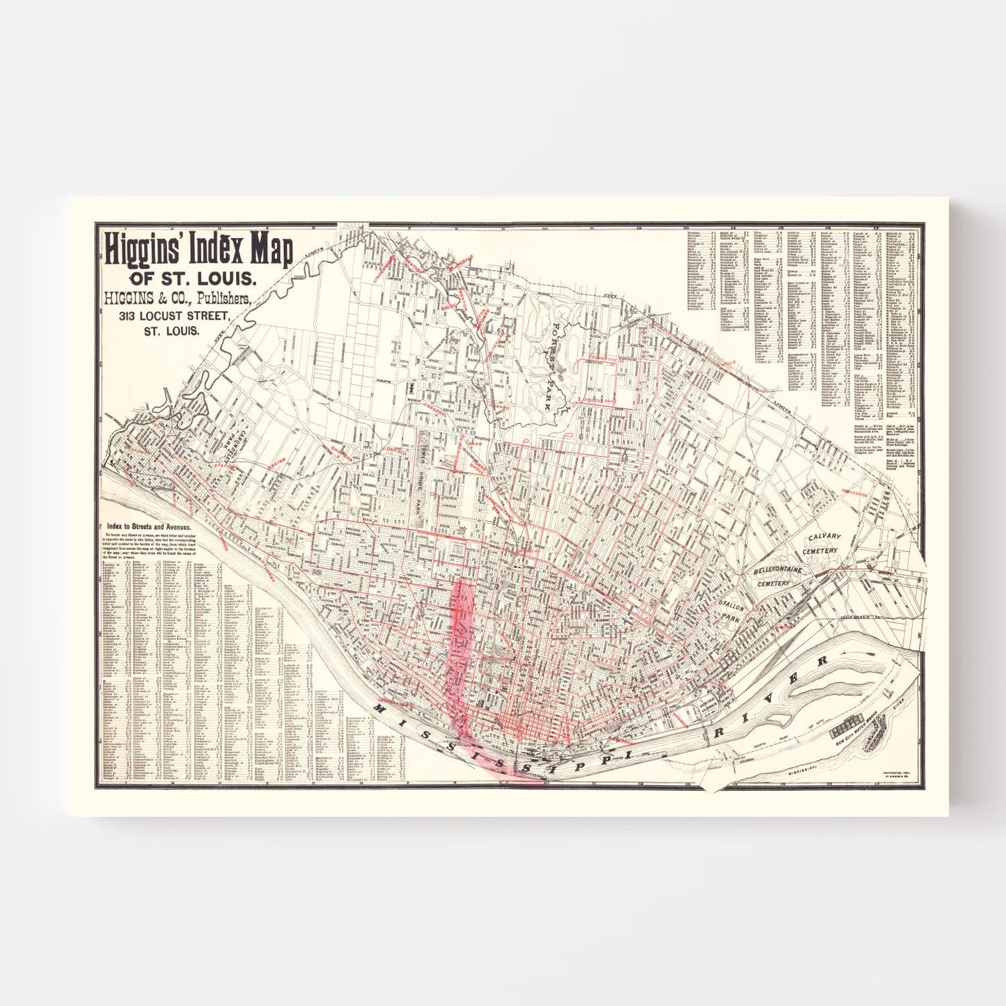 Vintage Map of St. Louis, Missouri 1894
