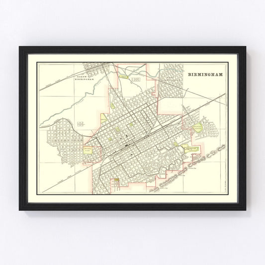Vintage Map of Birmingham, Alabama 1895