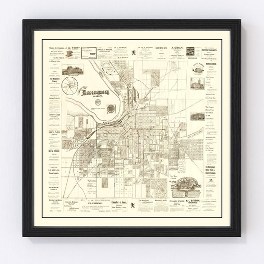 Vintage Map of Montgomery, Alabama 1899