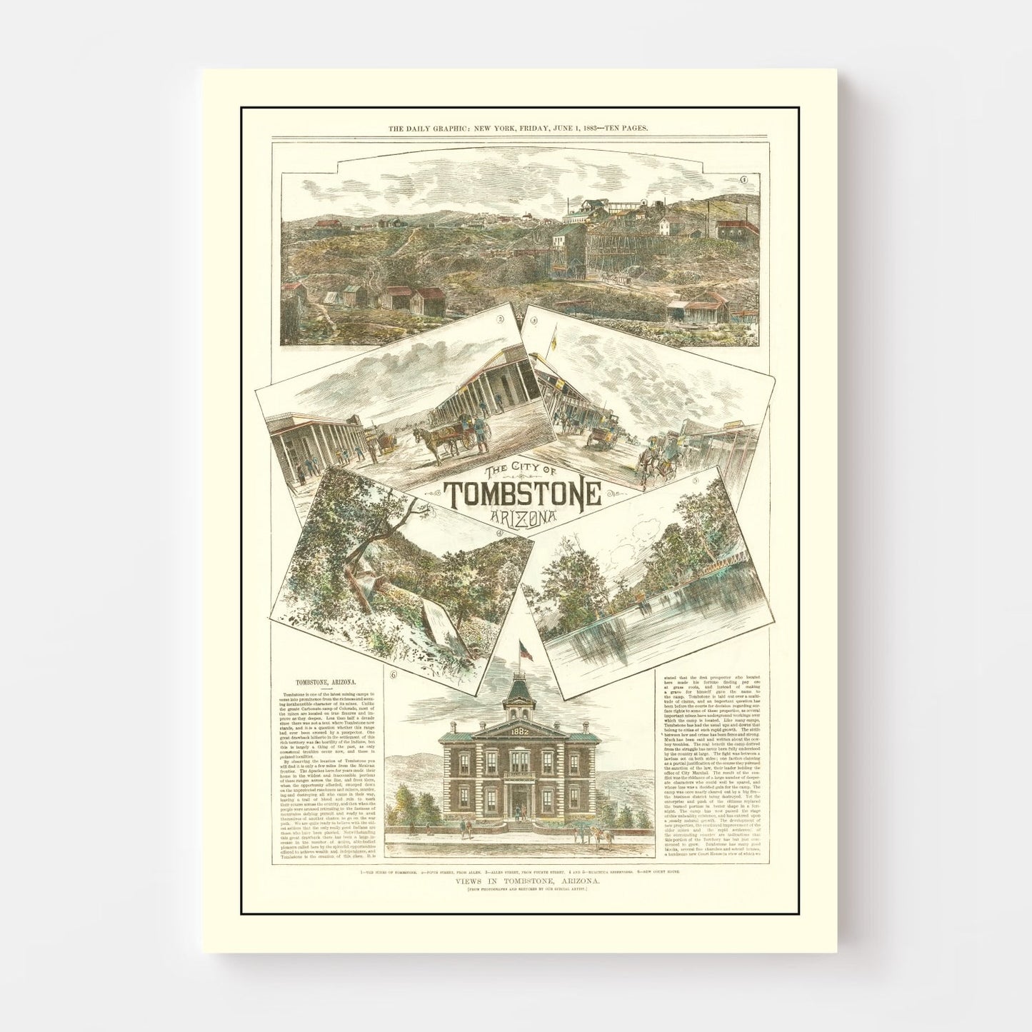Vintage Map of Tombstone, Arizona 1883