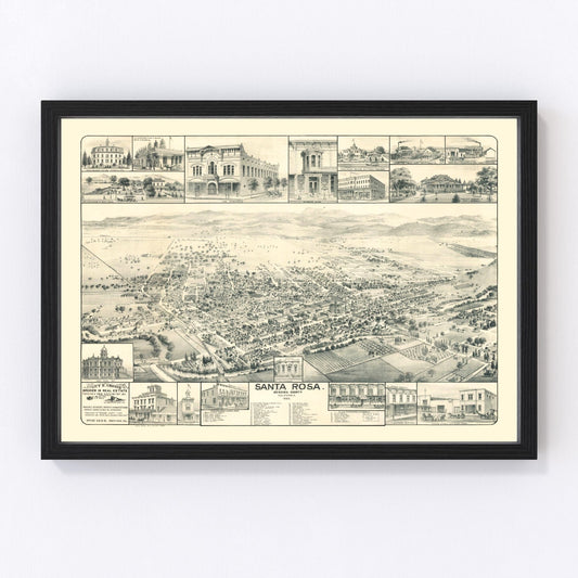Vintage Map of Santa Rosa, California 1885