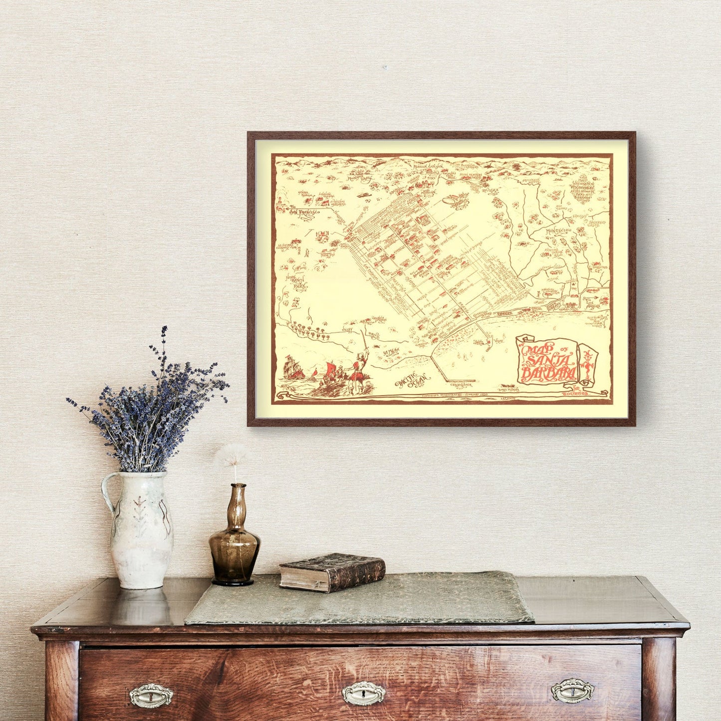 Vintage Map of Santa Barbara, California 1930