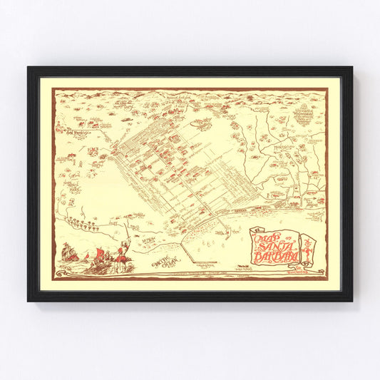 Vintage Map of Santa Barbara, California 1930