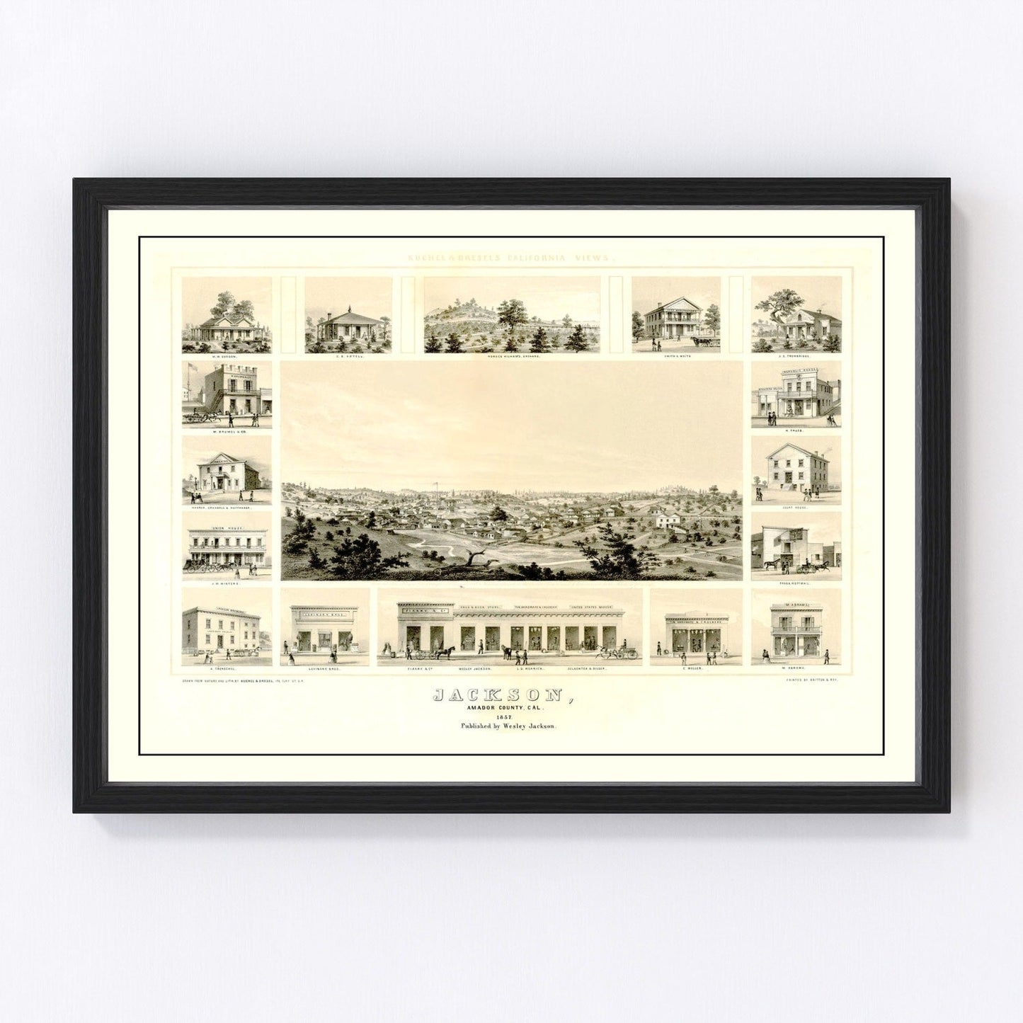 Vintage Map of Jackson, California 1857