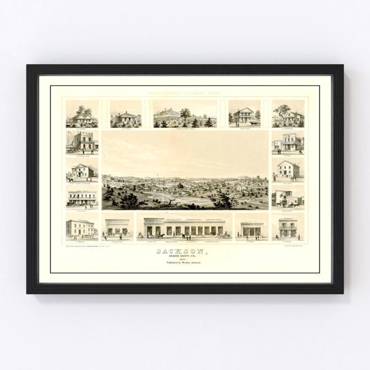Vintage Map of Jackson, California 1857