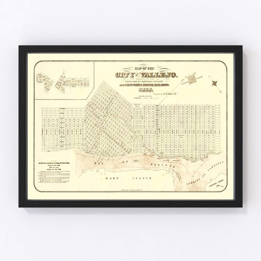 Vintage Map of Vallejo, California 1868