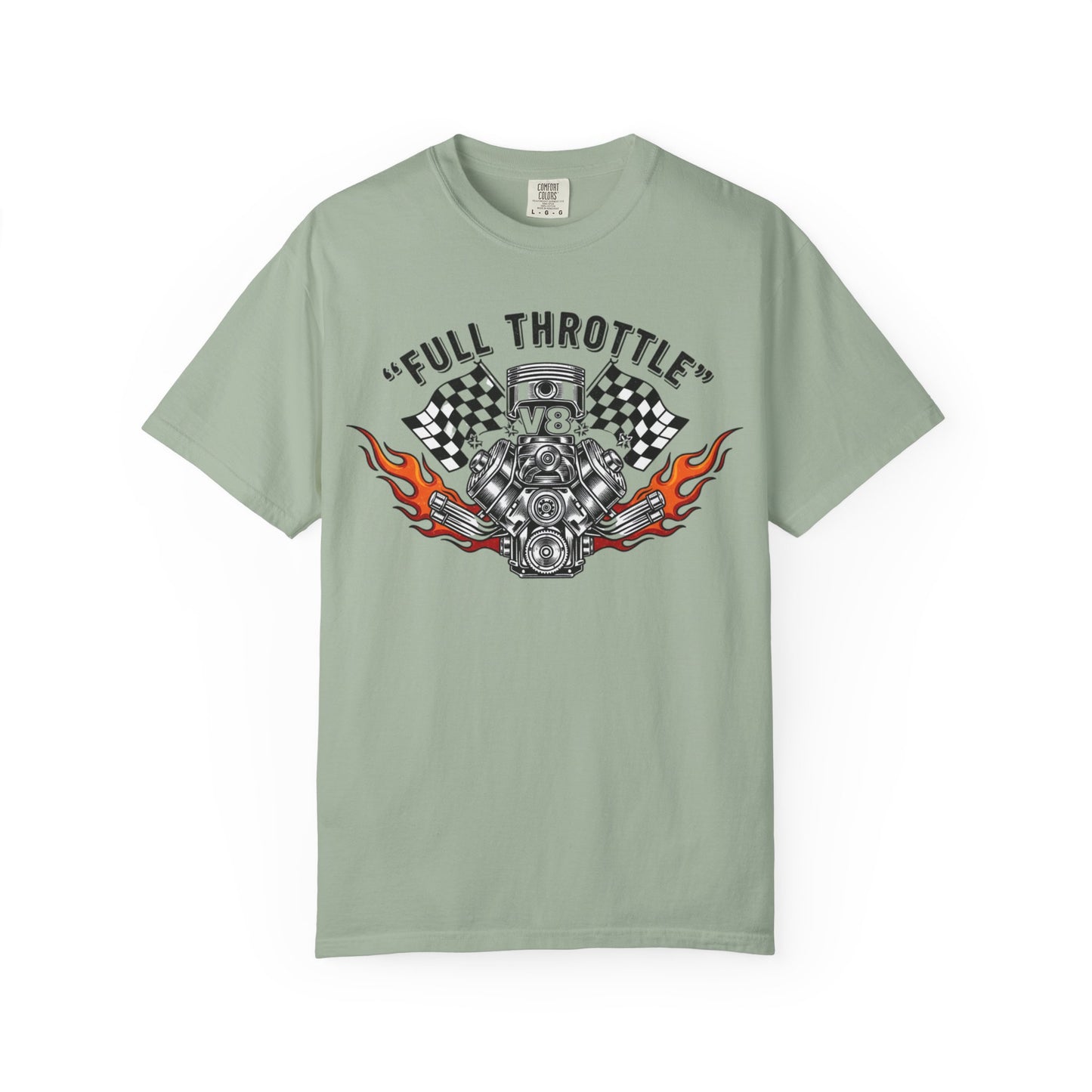Full Throttle V8 Engine T-shirt | Racing Flags, Flames