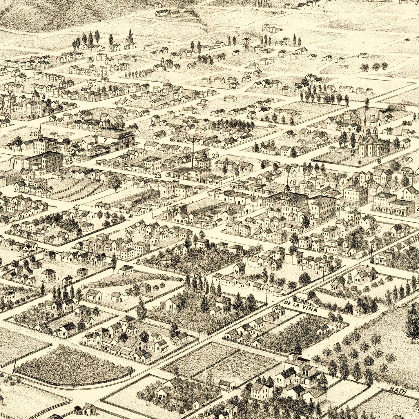 Vintage Map of Santa Barbara, California 1877