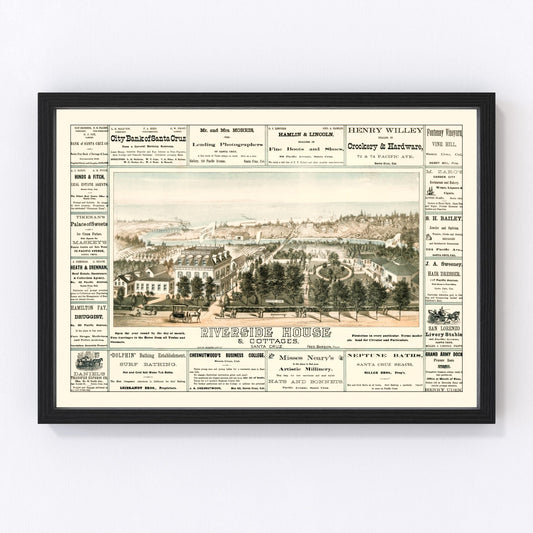 Vintage Map of Santa Cruz, California 1878