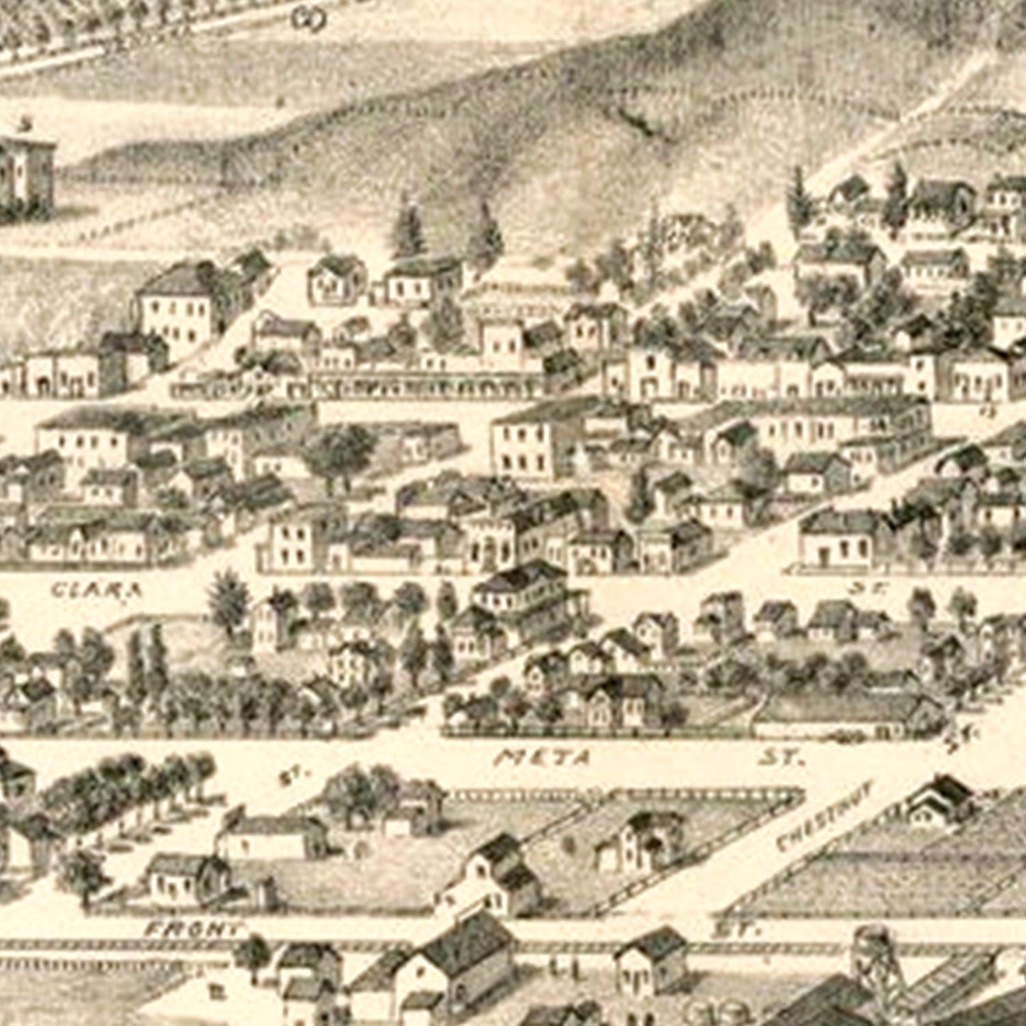 Vintage Map of San Buena Ventura, California 1884