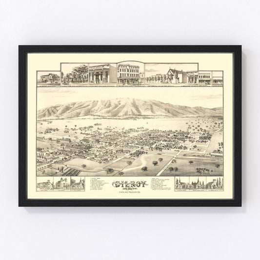 Vintage Map of Gilroy, California 1885