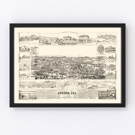 Vintage Map of Auburn, California 1887