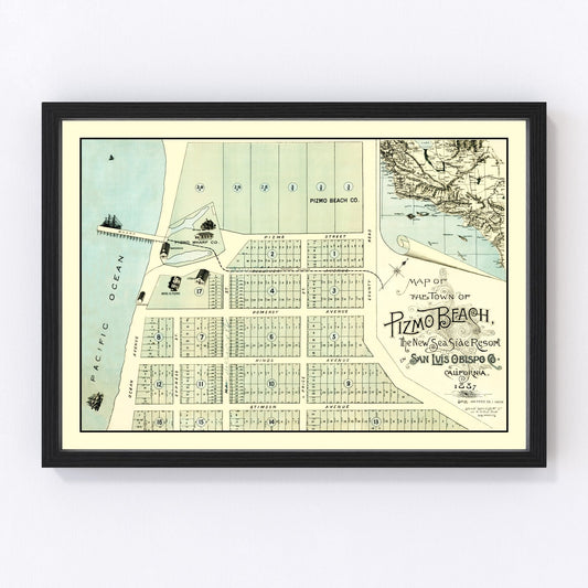Vintage Map of Pizmo Beach, California 1887