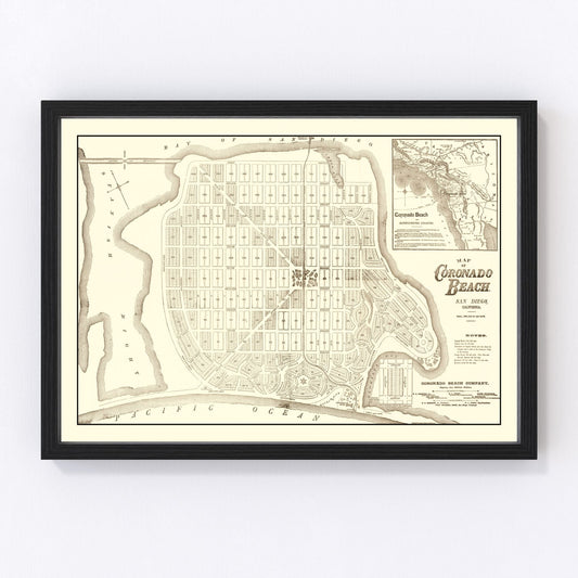 Vintage Map of Coronado Beach, California 1887