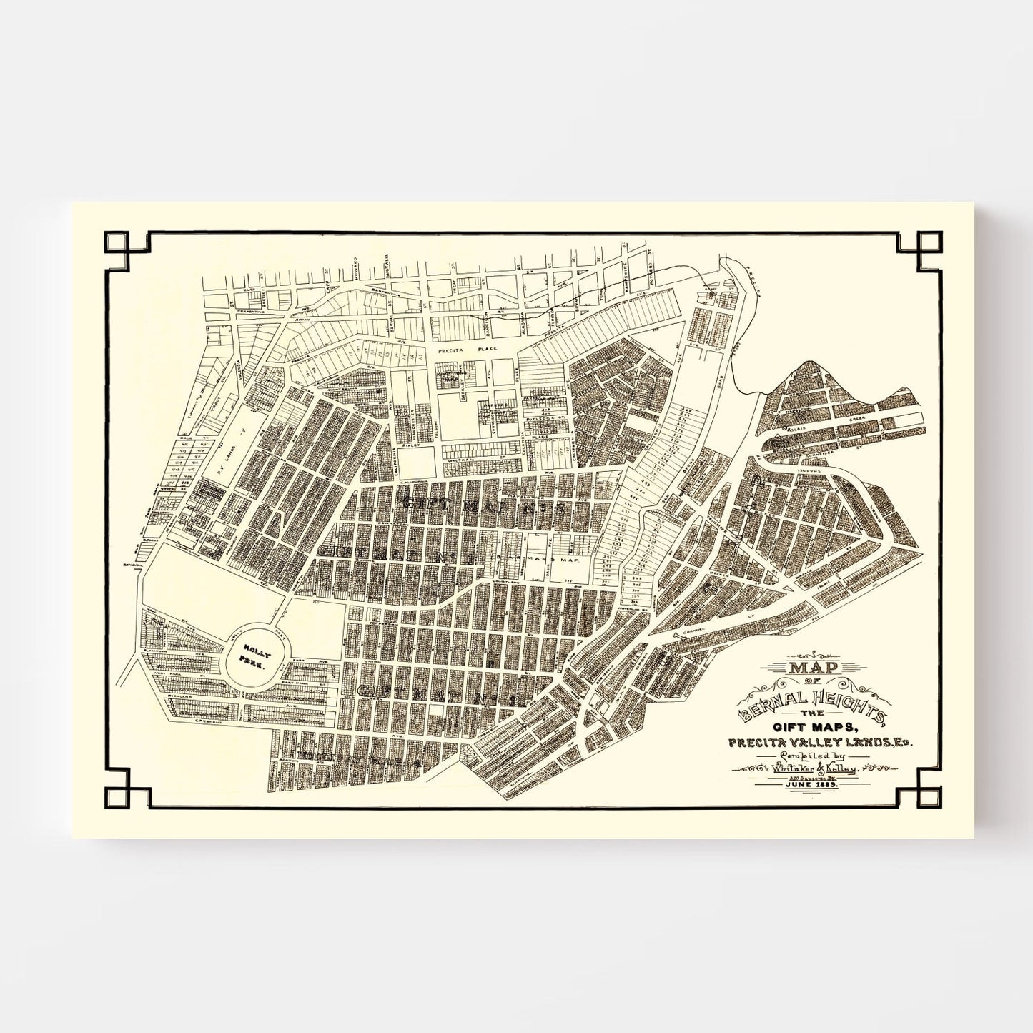 Vintage Map of Bernal Heights, California 1889