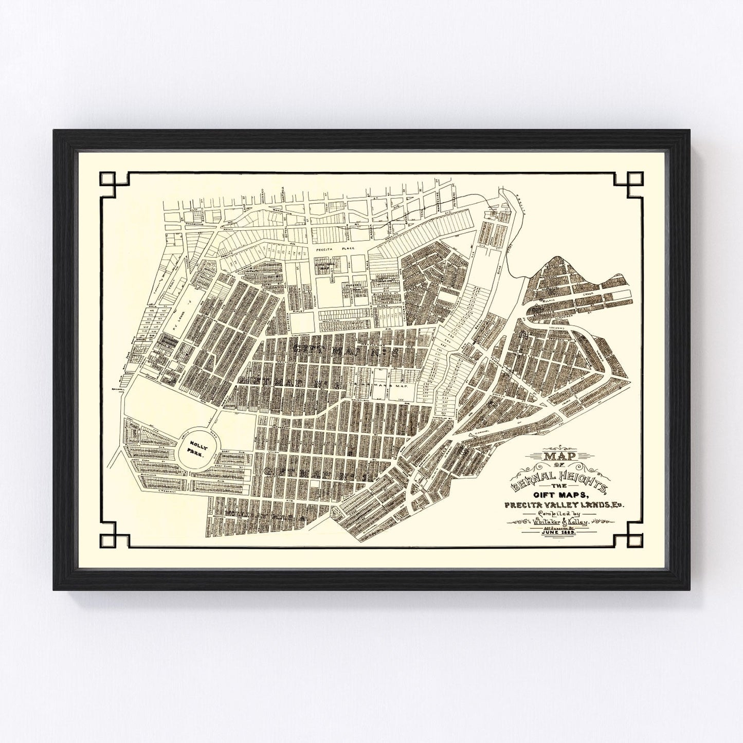 Vintage Map of Bernal Heights, California 1889