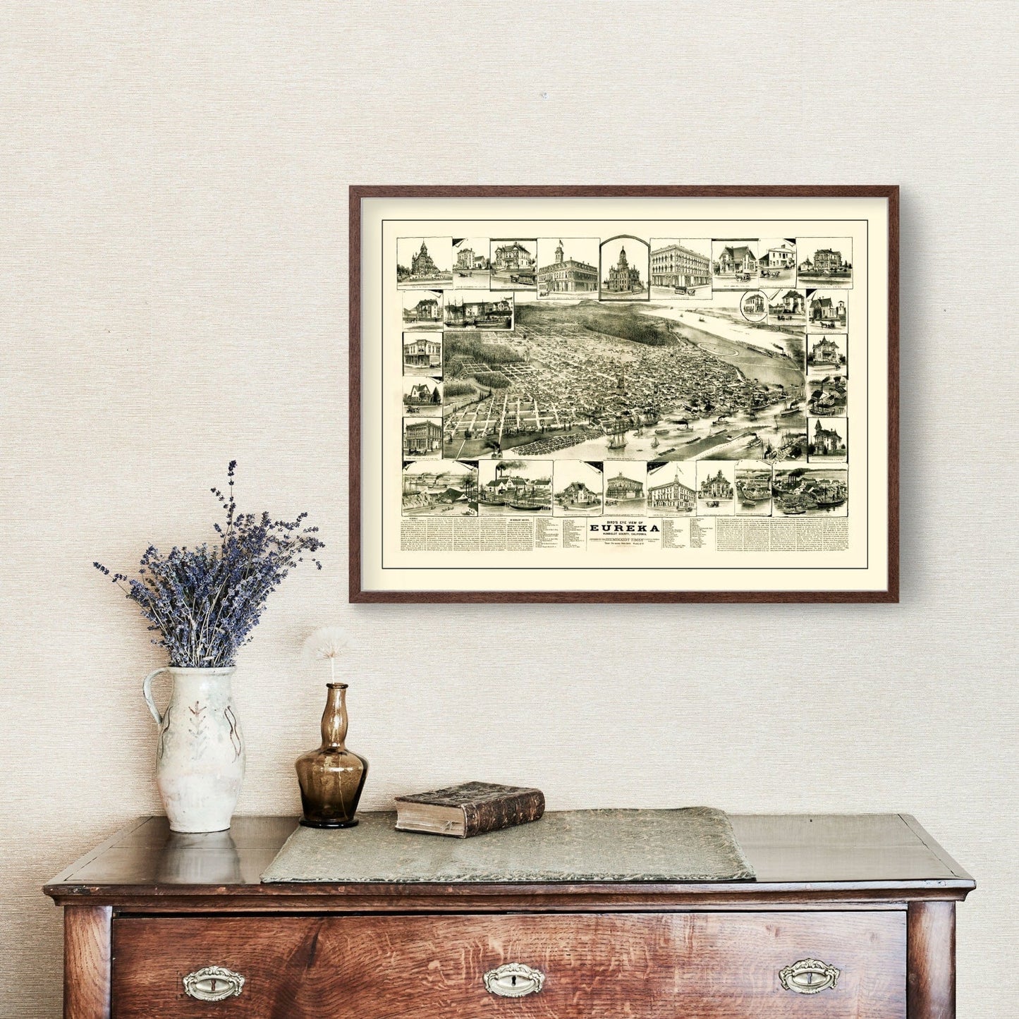 Vintage Map of Eureka, California 1889